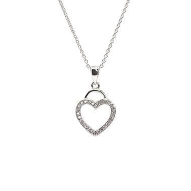 Heart Shape with Natural Zircons and 18" Sterling Silver Chain Rhodium Plated 75-HRT