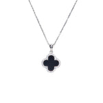 Clover Leaf Shape Pedant with Natural Zircons and 18" Sterling Silver Chain 75-CLV