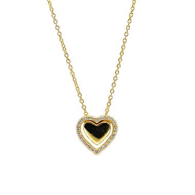 Heart Shaped 18k Gold Plated Pendant with Natural Zircons and Gold Plated Chain 100-HRT