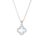 Clover Leaf Shape Pedant with Natural Zircons and 18" Sterling Silver Chain 75-CLV2