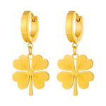 18K gold plated Stainless steel  Four-leaf clover earrings, Intensity