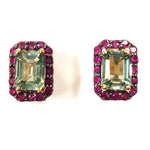 Yellow Gold Plate Green Sapphire Ruby Stud Earring 1.36cts 360-BBM