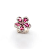 Pink Tourmaline with White Zircon Ring