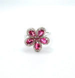 Pink Tourmaline with White Zircon Ring