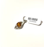 Ball Shape Baltic Amber Pendant in Sterling Silver - 114