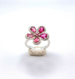 Pink Tourmaline with White Zircon Ring