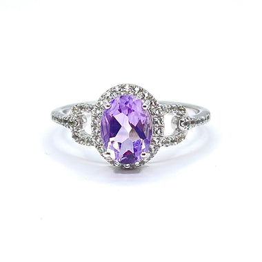 Amethyst With White Topaz Ring 199-BAN