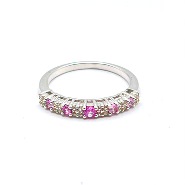 Pink Sapphire with White Zircon Ring