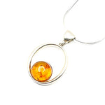 Round Baltic Amber Pendant in Sterling Silver Strand - 101