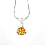 Round Baltic Amber Pendant in Sterling Silver Strand - 104