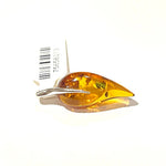 Leaf Shape Baltic Amber Pendant in Sterling Silver - 122