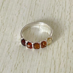 Cushion Cut 5 Baltic Amber Band in Sterling Silver 69-ICY