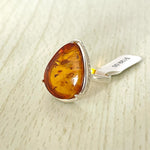 Pear Cut Baltic Amber Ring in Sterling Silver 03