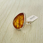 Pear Cut Baltic Amber Ring in Sterling Silver 05