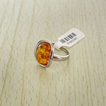 Oval Cut Baltic Amber Ring in Sterling Silver 925 14