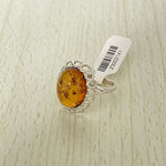 Oval Cut Baltic Amber Ring in Sterling Silver 925 15