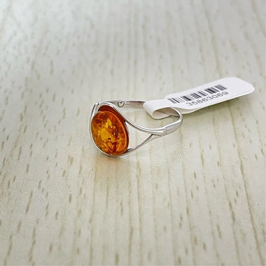 Oval Cut Baltic Amber Ring in Sterling Silver 925 17