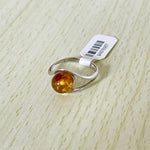 Round Cut Baltic Amber Ring in Sterling Silver 925 23