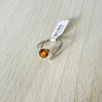 Round Cut Baltic Amber Ring in Sterling Silver 925 26