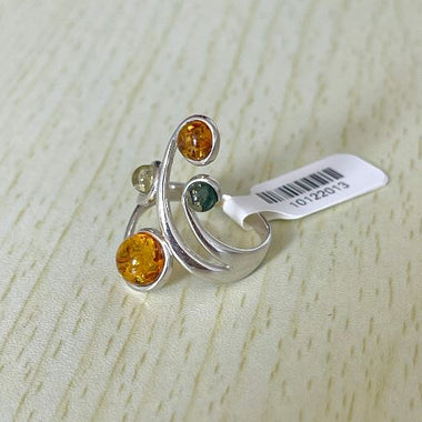 Round Cut Baltic Amber Ring in Sterling Silver 925 29