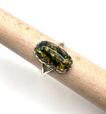 Table Cut Olive Green Baltic Amber Ring in Sterling Silver 925 45