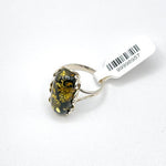 Table Cut Olive Green Baltic Amber Ring in Sterling Silver 925 46