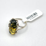 Table Cut Olive Green Baltic Amber Ring in Sterling Silver 925 47