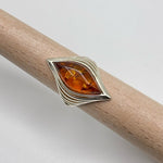 Marquise Cut Baltic Amber Ring in Sterling Silver 925 49