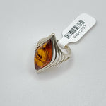 Marquise Cut Baltic Amber Ring in Sterling Silver 925 49