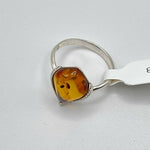 Tear Drop Baltic Amber Ring in Sterling Silver 925 51