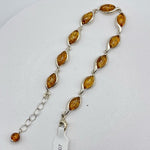 Pear Cut 10 Baltic Amber Bracelet in Sterling Silver 925 53