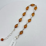 Pear Cut 10 Baltic Amber Bracelet in Sterling Silver 925 54