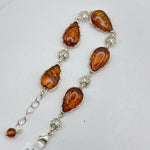 Pear Cut 5 Baltic Amber Bracelet in Sterling Silver 925 55