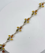 Pear Cut 6 Branch Shaped Baltic Amber Bracelet in Sterling Silver 925 250-ICH