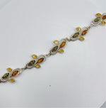 Pear Cut 6 Branch Shaped Baltic Amber Bracelet in Sterling Silver 925 250-ICH