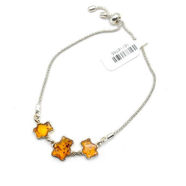 3 Bear Shaped Baltic Amber Bracelet in Sterling Silver 925 99-ICO