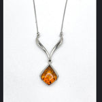 Tear Drop Baltic Amber Pendant in Sterling Silver Chain - 64