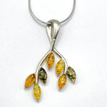 Seven Tear Drop Baltic Amber Pendant with Sterling Silver Strand 73