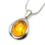 Oval Cut Baltic Amber Pendant with Sterling Silver Strand - 81