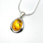 Oval Cut Baltic Amber Pendant with Sterling Silver Strand - 82