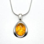 Oval Cut Baltic Amber Pendant with Sterling Silver Strand - 84