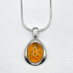 Oval Cut Baltic Amber Pendant with Sterling Silver Strand - 85