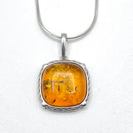 Squared Cut Baltic Amber Pendant with Sterling Silver Strand - 89