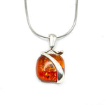 Spiraled Squared Cut Baltic Amber Pendant with Sterling Silver - 199-ICC