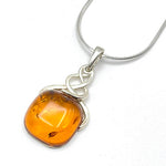 Squared Cut Baltic Amber Pendant with Sterling Silver Strand - 95