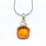 Squared Cut Baltic Amber Pendant with Sterling Silver Strand - 95