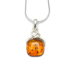 Squared Cut Baltic Amber Pendant with Sterling Silver Strand - 96