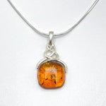 Squared Cut Baltic Amber Pendant with Sterling Silver Strand - 96