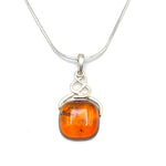 Squared Cut Baltic Amber Pendant with Sterling Silver Strand - 97