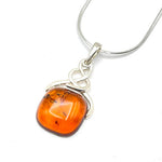 Squared Cut Baltic Amber Pendant with Sterling Silver Strand - 97